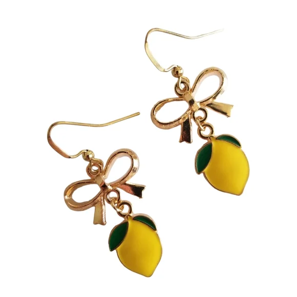 Handcrafted Lemon Earrings - Picture 2 of 4